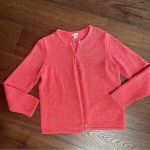 L.L. Bean Coral Cardigan Cotton Knit Sweater Medium